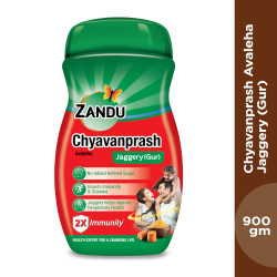 Zandu Chyawanprash- 900g | Made with Jaggery (Gur), Improves Respiratory and Digestive Health, No added Sugar | 3X Immunity, Increases Strength and Stamina
