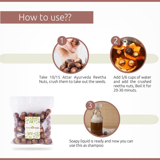 Attar Ayurveda Dried Reetha Nuts/Soapnuts for Hair (500 grams, whole) | 100% Natural, Preservative free | Selected Quality