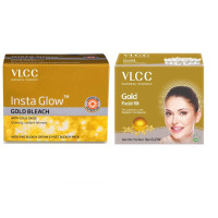 VLCC Vlcc Gold Facial Kit (60g) & Insta Glow Gold Bleach (402g), 2 Pieces