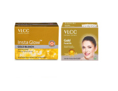 VLCC Vlcc Gold Facial Kit (60g) & Insta Glow Gold Bleach (402g), 2 Pieces