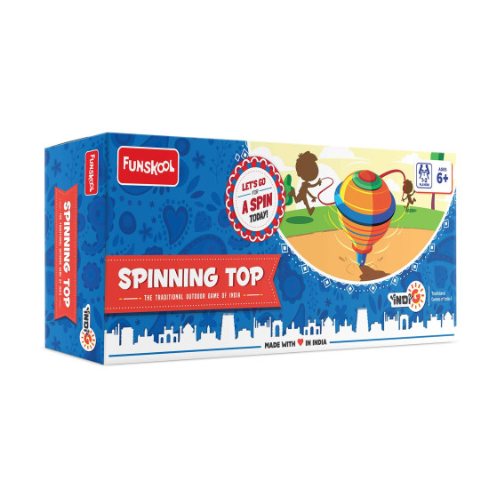 Funskool Games, Spinning top, The Traditional Outdoor Games of India,2 Traditional Wooden Spinning top, Outdoor and Indoor Toy, 1-2 Players, Ages 6 and Above