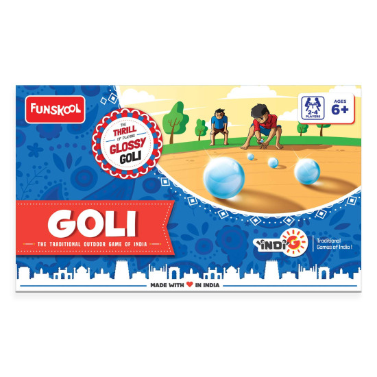 Funskool Games Goli | The Traditional Outdoor Games of India | Glossy goli Included | Kids | 2-4 Players | 6 & Above