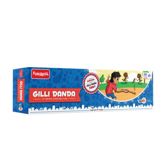 Funskool Games Gilli Dhanda, The Traditional Outdoor Game Of India, Wooden Gilli And Dhanda Included, Kids And Adults, 2 Teams, 8 & Above, Gilli Danda