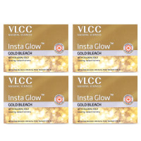 VLCC Insta Glow Gold Bleach - 30g X 4 (Pack of 4) - With Colloidal Glow For Glowing Fairness | Skin Brightening Bleach | Perfect Skin Match, Reduces Facial Hair Visibility, Brightens Complexion