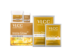 VLCC Insta Glow Gold Bleach - 30g X 4 (Pack of 4) - With Colloidal Glow For Glowing Fairness | Skin Brightening Bleach | Perfect Skin Match, Reduces Facial Hair Visibility, Brightens Complexion