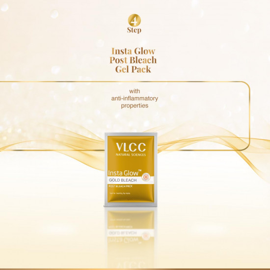 VLCC Insta Glow Gold Bleach - 30g X 4 (Pack of 4) - With Colloidal Glow For Glowing Fairness | Skin Brightening Bleach | Perfect Skin Match, Reduces Facial Hair Visibility, Brightens Complexion