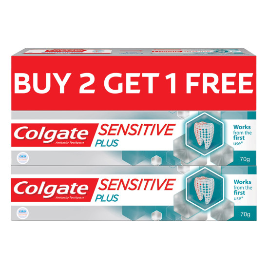 Colgate Sensitive Plus Sensitivity Relief Toothpaste for sensitive teeth, 210g (Buy 2, Get 1 Free) , with Pro Argin formula for Instant Relief from tooth sensitivity