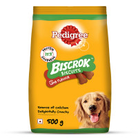Pedigree Biscrok Biscuits (Above 4 Months) Dog Treats, Lamb Flavour, 500 g, Source of Calcium, Goodness of 15% Protein