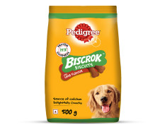 Pedigree Biscrok Biscuits (Above 4 Months) Dog Treats, Lamb Flavour, 500 g, Source of Calcium, Goodness of 15% Protein