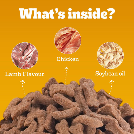 Pedigree Biscrok Biscuits (Above 4 Months) Dog Treats, Lamb Flavour, 500 g, Source of Calcium, Goodness of 15% Protein
