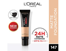 L'Oréal Paris Liquid Foundation, Waterproof, Sweatproof and Heatproof, Oil-Control, Infallible 24H Matte Cover, 147 Neutral Beige , 35 ml