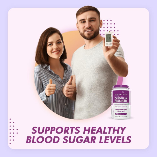 HealthyHey Nutrition Chromium Picolinate -Support Glucose Metabolism (High Absorption) 120 Capsules, Non-GMO, Gluten Free