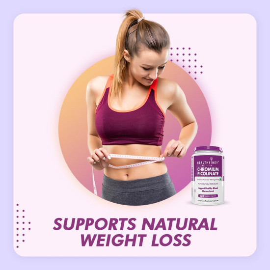 HealthyHey Nutrition Chromium Picolinate -Support Glucose Metabolism (High Absorption) 120 Capsules, Non-GMO, Gluten Free
