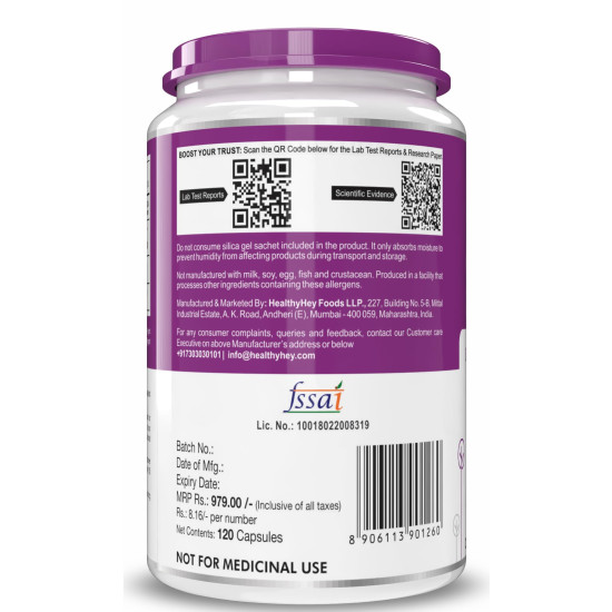 HealthyHey Nutrition Chromium Picolinate -Support Glucose Metabolism (High Absorption) 120 Capsules, Non-GMO, Gluten Free