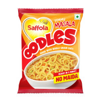 Saffola Oodles, Instant Noodles, Ring Shape, Yummy Masala Flavour, No Maida, Whole Grain Oats, 46 grams Pouch