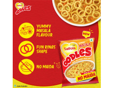 Saffola Oodles, Instant Noodles, Ring Shape, Yummy Masala Flavour, No Maida, Whole Grain Oats, 46 grams Pouch