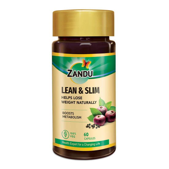 Zandu Lean & Slim | Enriched With The Goodness Of 6 Herbs To Help You In Weight Loss Journey | Acts As A Metabolism Booster & Supports Weight Management, (60 Caps), Pack of 1
