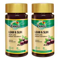Zandu Lean & Slim Capsules Enriched with the Goodness of 6 Herbs to Help You in Weight Loss Journey, Acts as a Metabolism Booster And Supports Weight Management - (Pack of 60 Veg Capsules X 2)