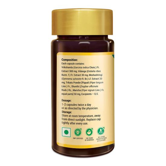 Zandu Lean & Slim Capsules Enriched with the Goodness of 6 Herbs to Help You in Weight Loss Journey, Acts as a Metabolism Booster And Supports Weight Management - (Pack of 60 Veg Capsules X 2)