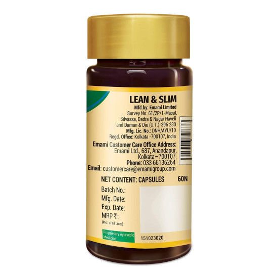 Zandu Lean & Slim Capsules Enriched with the Goodness of 6 Herbs to Help You in Weight Loss Journey, Acts as a Metabolism Booster And Supports Weight Management - (Pack of 60 Veg Capsules X 2)