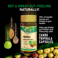 Zandu Triphala Capsules, Supports Bowel Wellness & Healthy Gut, Helps to Boost Immunity & Useful for Digestion, Antioxidant Properties - 90 Veg Capsules