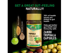 Zandu Triphala Capsules, Supports Bowel Wellness & Healthy Gut, Helps to Boost Immunity & Useful for Digestion, Antioxidant Properties - 90 Veg Capsules