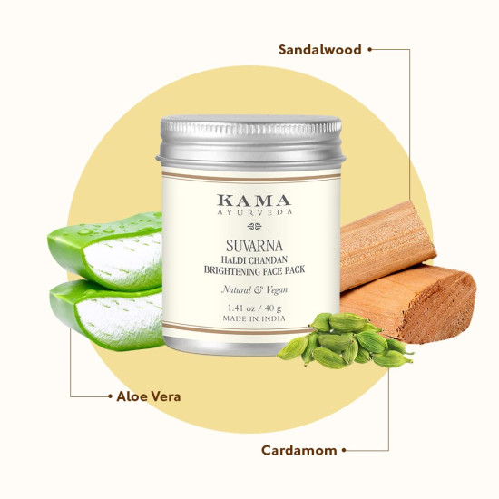 Kama Ayurveda Suvarna Haldi Chandan Brightening Face Pack - 25G, Beige, Sandalwood