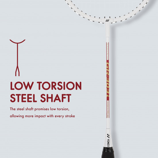 YONEX GR 303i Aluminium Strung Badminton Racket with Full Racket Cover (White) | for Beginners | 83 Grams | High Durability