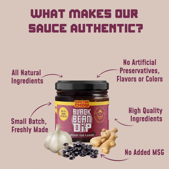 MasterChow Black Bean Dip | Dipping Sauce | Fermented Black Bean Sauce | Ready-to-Eat | Serves 4-5 (200gm)