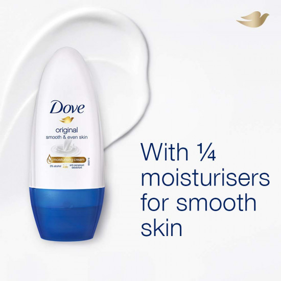 Dove Original Deodorant Roll On For Women, Antiperspirant Underarm Roll On Removes Odour, Keeps Skin Fresh & Clean, Alcohol Free, Paraben Free, 50 ml