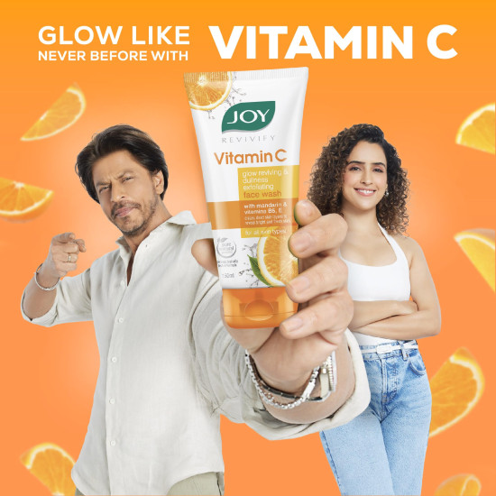 Joy Vitamin C Brightening Face Wash For Bright and Glowing Skin 150ml | Fades Blemishes and Restores Skin Barrier | Gentle Cleanser for All Skin Types