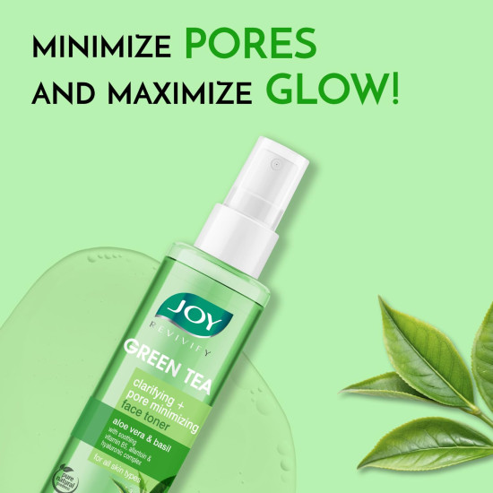 Joy Clarifying & Pore Minimizing Green Tea Face Toner (150ml) | Alcohol Free Toner with Aloe Vera, Vitamin E & Hyaluronic Acid for Hydrating & Refreshing Skin | For All Skin Types