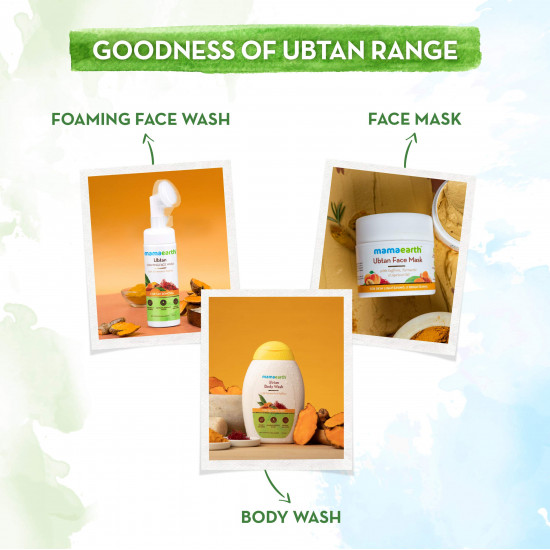 Mamaearth Ubtan Foaming Face Wash with Turmeric and Saffron for Tan Removal - 150ml Brightens Skin | Removes Tan | Gently Exfoliates