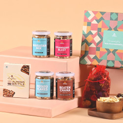 Omay Foods Wonderful Delights Gift Box | Mother's Day Gift Hamper | Gift For Mom | Healthy Gift Hamper | Snacks,Chocolate,Tea | Corporate Gifts | Personal Gift Box | Dry-Fruits,Healthy Roasted Snacks | Premium Gift Hamper |Women
