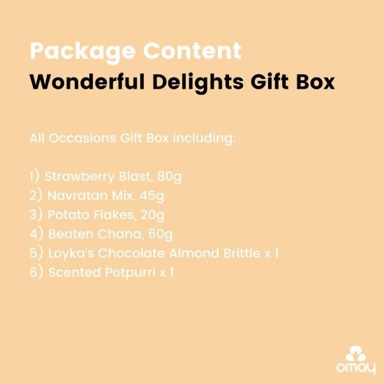 Omay Foods Wonderful Delights Gift Box | Mother's Day Gift Hamper | Gift For Mom | Healthy Gift Hamper | Snacks,Chocolate,Tea | Corporate Gifts | Personal Gift Box | Dry-Fruits,Healthy Roasted Snacks | Premium Gift Hamper |Women