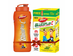 DABUR Glucoplus C Instant Energy Glucose Juicy & Tasty Lemon Flavour 1 Kg Glucose Replenishes Energy 25% More Glucose In Every Sip Vitamin C Helps Boosts Immunity Calcium Supports Bone Health