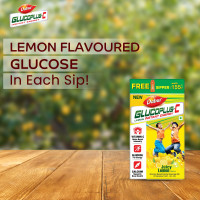 DABUR Glucoplus C Instant Energy Glucose Juicy & Tasty Lemon Flavour 1 Kg Glucose Replenishes Energy 25% More Glucose In Every Sip Vitamin C Helps Boosts Immunity Calcium Supports Bone Health