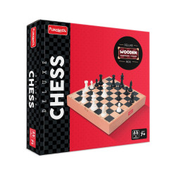 Funskool Games,Deluxe Chess, War & Strategy Game, Wooden Board with Storage Box, Kids, Adults & Family,2 Players,Ages 7 and Above,