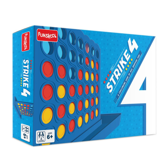 Funskool Games - Strike 4, Classic disc Dropping Game, Get 4 in a Row, Connect Game, 2 Players, 6 & Above