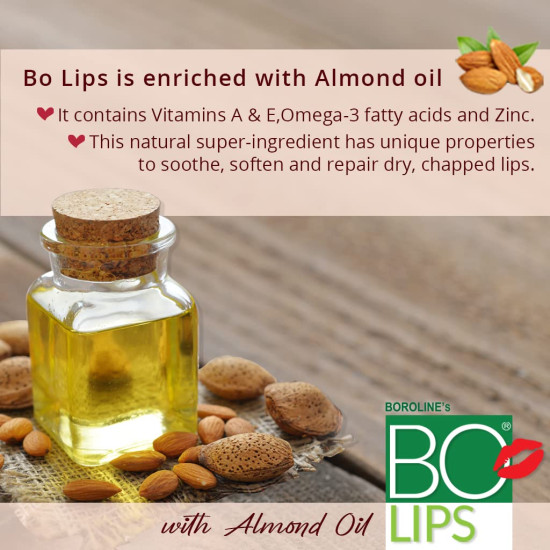 BOROLINE Bo Lips Nourishing Lip Balm | Vanilla Flavour With Natural Almond Oil | For Glossy Soft Lips (Pack of 3)