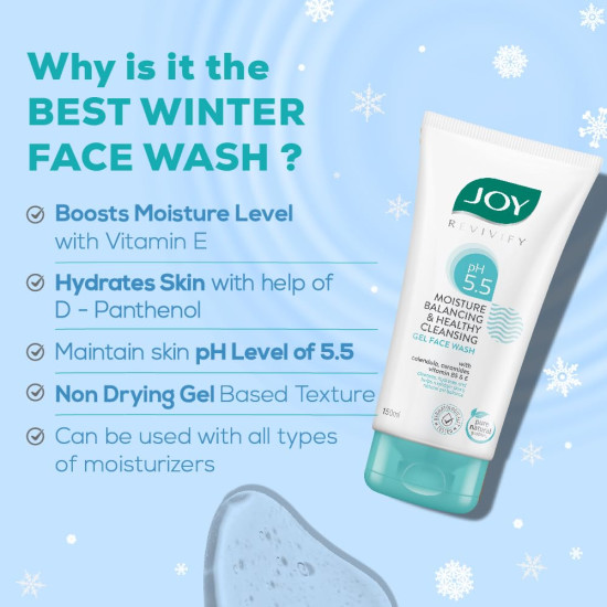 Joy pH 5.5 Hydrating Gel Winter Face Wash with Ceramides 150ml | Gently Cleanses and Restores Skin Barrier | Ideal for Sensitive Skin