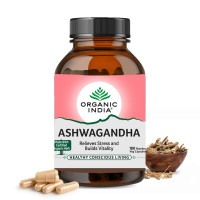 A TATA Product - Organic India Ashwagandha Capsules - 180 Veg Caps, Vitality & Relieves Stress, Naturally Boosts Energy & Stamina, Improves Immune System, GMP & NPOP Certified Organic
