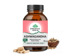A TATA Product - Organic India Ashwagandha Capsules - 180 Veg Caps, Vitality & Relieves Stress, Naturally Boosts Energy & Stamina, Improves Immune System, GMP & NPOP Certified Organic