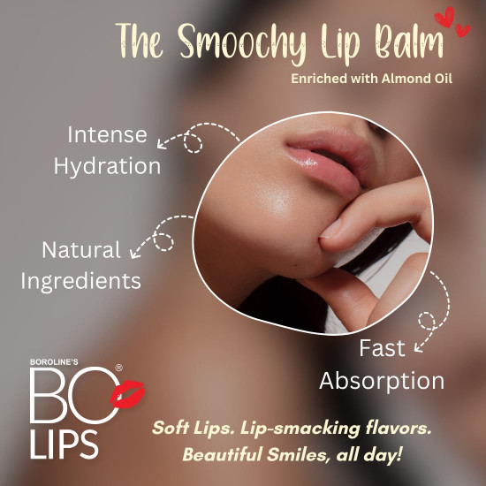 BOROLINE Bo Lips Nourishing Lip Balm | Strawberry Flavour With Natural Almond Oil | For Glossy Soft Lips (Pack of 3)