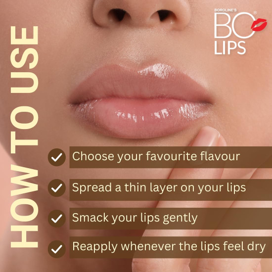 BOROLINE Bo Lips Nourishing Lip Balm | Strawberry Flavour With Natural Almond Oil | For Glossy Soft Lips (Pack of 3)