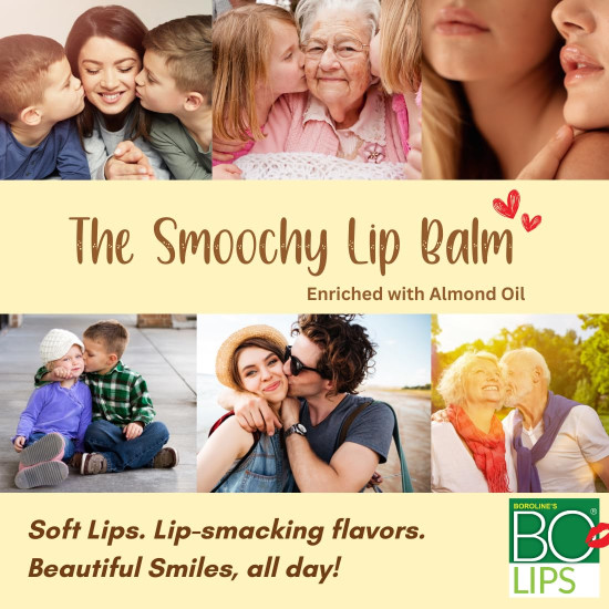 BOROLINE Bo Lips Nourishing Lip Balm | Strawberry Flavour With Natural Almond Oil | For Glossy Soft Lips (Pack of 3)