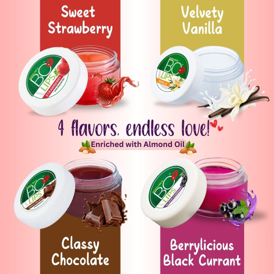 BOROLINE Bo Lips Nourishing Lip Balm | Strawberry Flavour With Natural Almond Oil | For Glossy Soft Lips (Pack of 3)