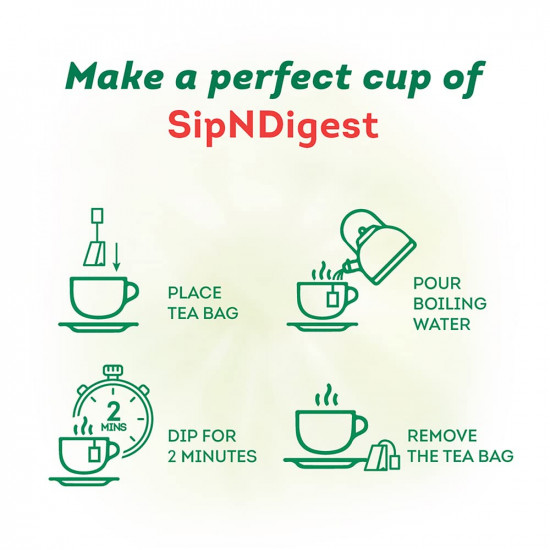 Lipton Sipndigest with Green Tea, Ginger, Tulsi & Rock Salt (Spiced Green Tea Bags), 50 Pcs, 90 Grams