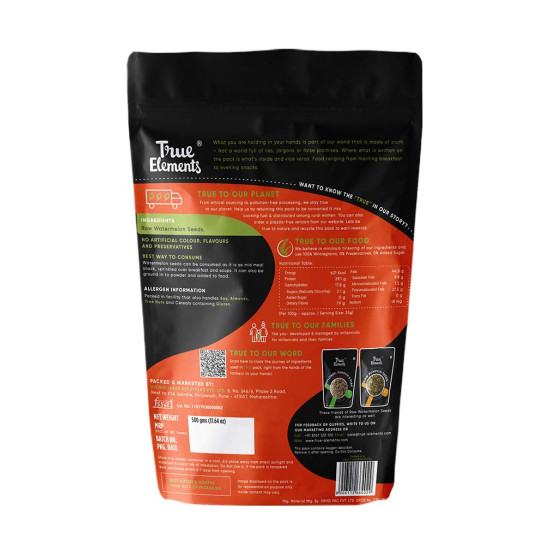 True Elements Watermelon Seeds 500g - High in Protein Seeds | Raw Watermelon Seeds for Eating | Magaj Seeds | Non - GMO | Raw seeds | Nutrients Rich | Source of Antioxidants