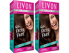 Livon Serum for Frizz-free, Smooth Hair, With Argan Oil & Vitamin E, 50 ml (Pack of 2), Transparent